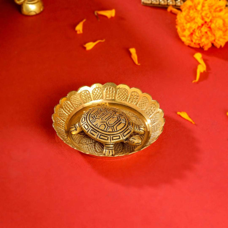 Brass Luxury Gift Hamper with Dhoop Dani, Bowl & Tortoise with Plate