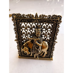 Pure Brass Miniature Krishna Ji Murti with Cow - 7.87 cm