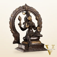 18-Inch Brass Lakshmi Idol with Prabhavali