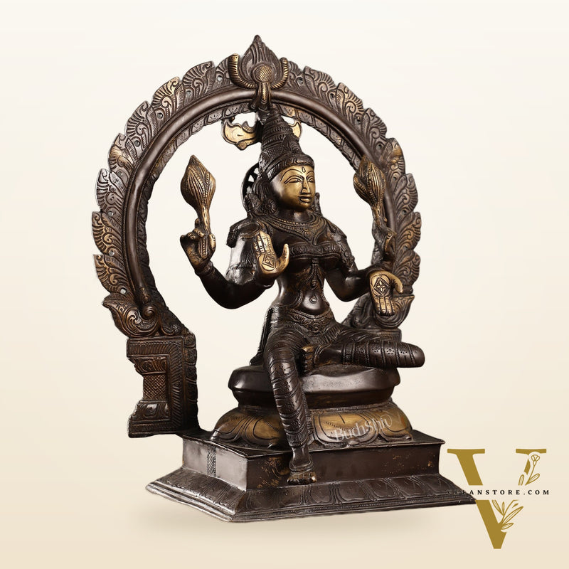 18-Inch Brass Lakshmi Idol with Prabhavali
