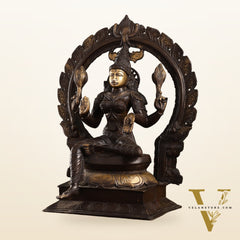 18-Inch Brass Lakshmi Idol with Prabhavali