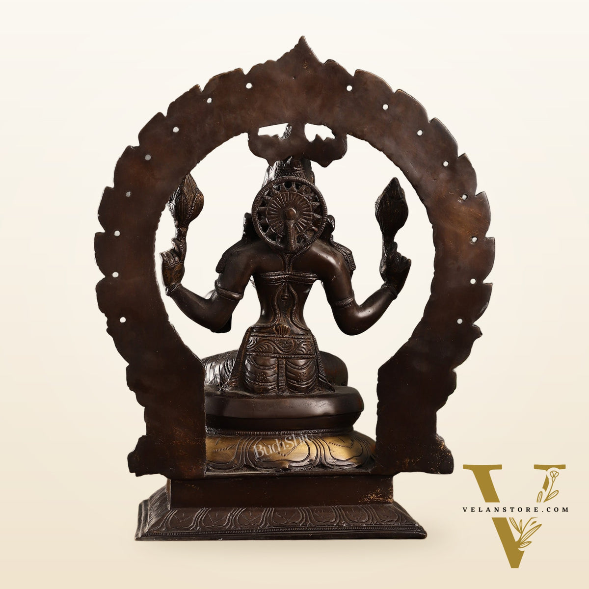 18-Inch Brass Lakshmi Idol with Prabhavali