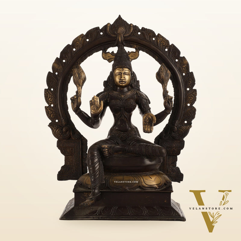 18-Inch Brass Lakshmi Idol with Prabhavali