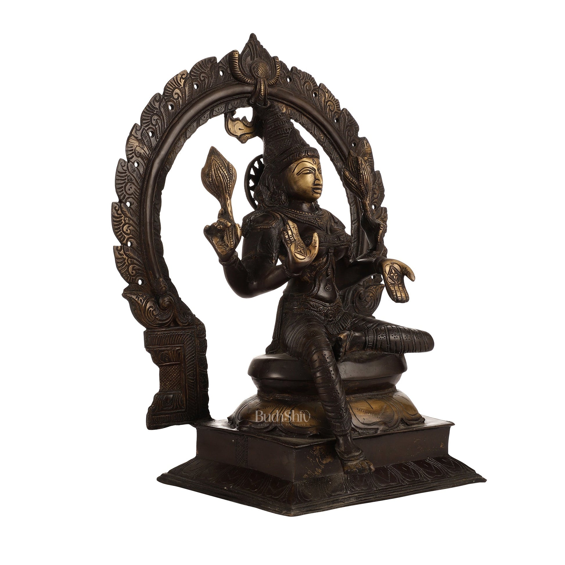 18-Inch Brass Lakshmi Idol with Prabhavali