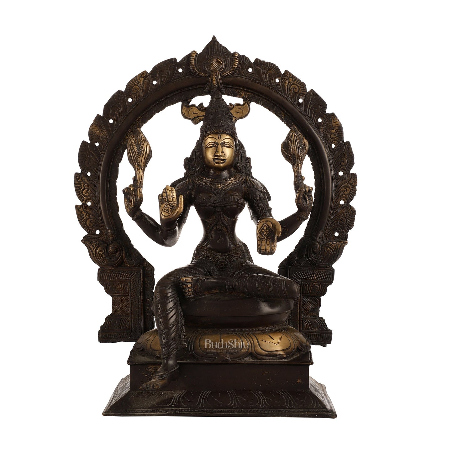 18-Inch Brass Lakshmi Idol with Prabhavali