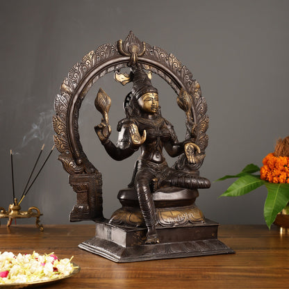 18-Inch Brass Lakshmi Idol with Prabhavali
