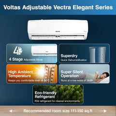Voltas 1.5 Ton 5 Star Inverter Split AC | 100% Copper | 4 in 1 Adjustable Cooling | Anti Dust Filter | Super Silent Operation (185V Vectra Elegant, White)