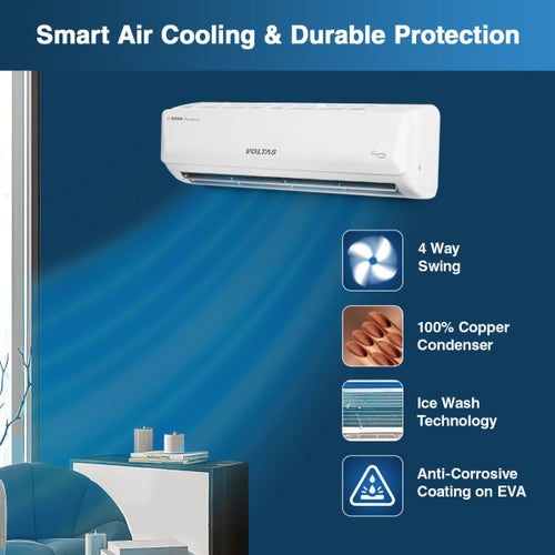 Voltas 1.5 Ton 5 Star Inverter Split AC (185V Vertis Emerald, White) 2024 Model