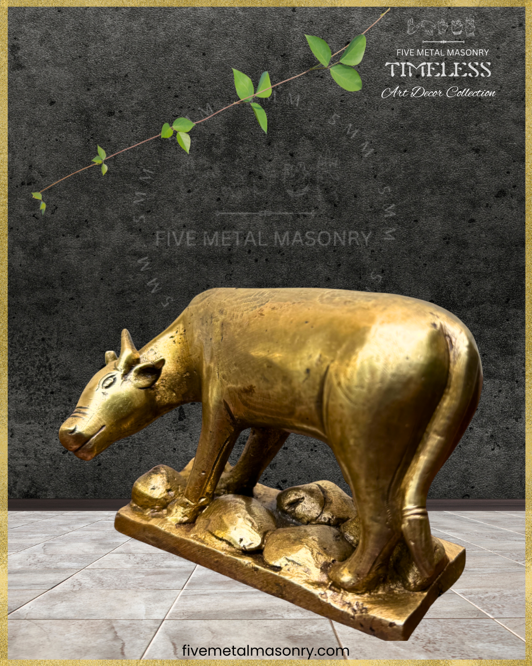 Gauḥ : பசு : Cow Panchaloha Bronze Icon - 4" - Timeless Collection