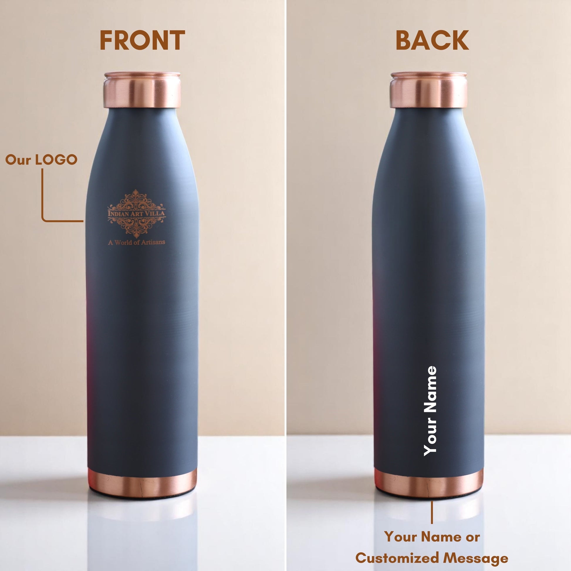 Personalized Copper Silk Finish Water Bottle 900 ML