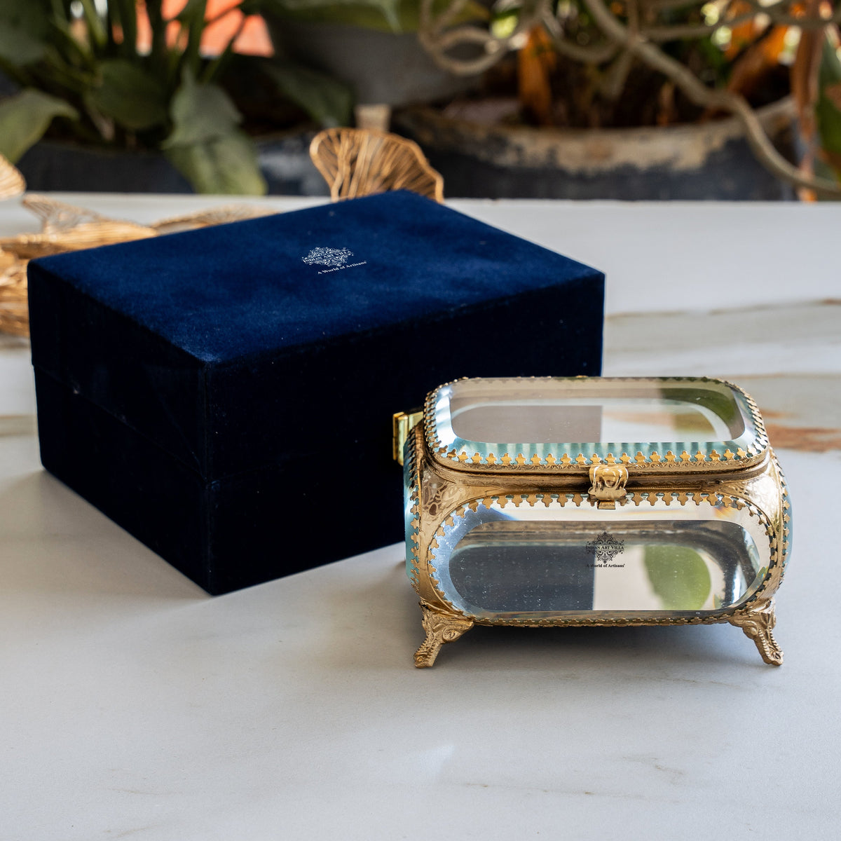 Brass & Glass Decorative Box - Home Decor & Gifting