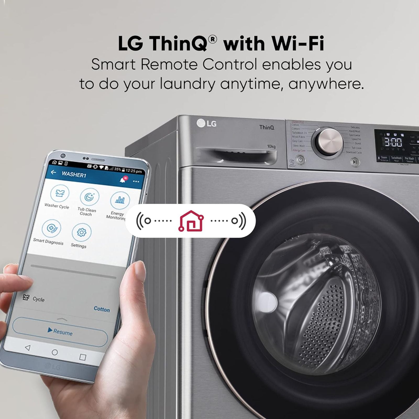 LG 10 kg 5 Star Fully Automatic Front Load Washing Machine (FHP1410Z7P.APSQEIL, Smart Diagnosis, Platinum Silver)