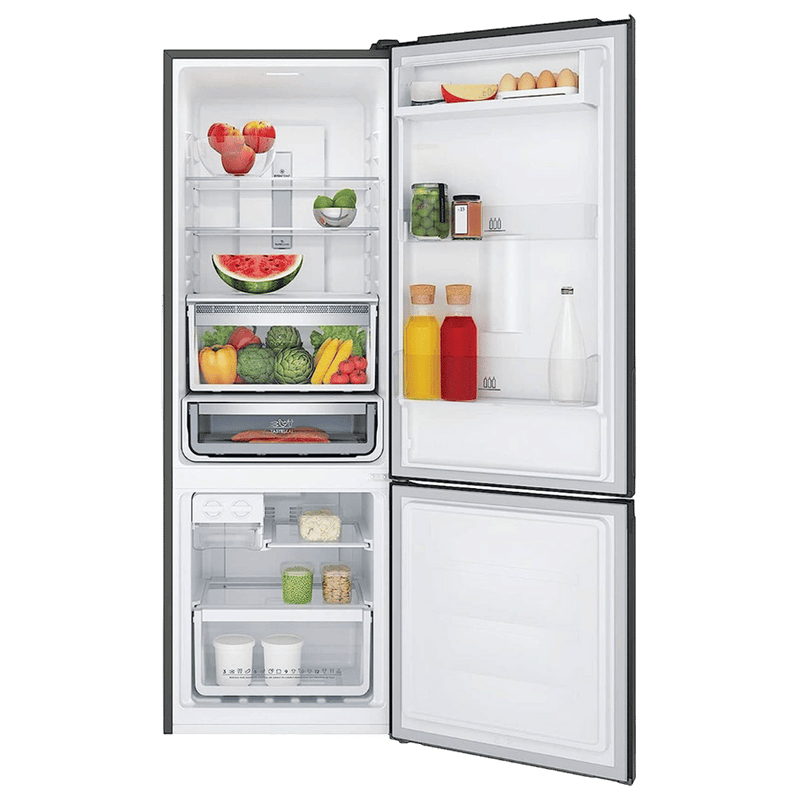 Electrolux UltimateTaste 300 335 Litres 1 Star Frost Free Double Door Bottom Mount Refrigerator with Door Alarm (EBB3702K-H, Glossy Black Steel)