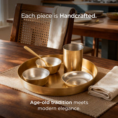 36-Piece Brass Solid Dinner Set • Matte Finish • Serves 6 (पीतल का डिनर सेट)