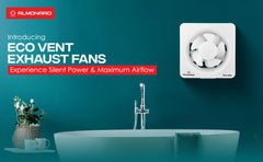 Almonard Eco Vent Exhaust Fan | 10 Inches | Aerodynamic fan blades | Silent operation | Powerful ventilation at 250 mm sweep, 45 W, 1300 RPM | Exhaust fan for kitchen, bathroom laundry room (White)