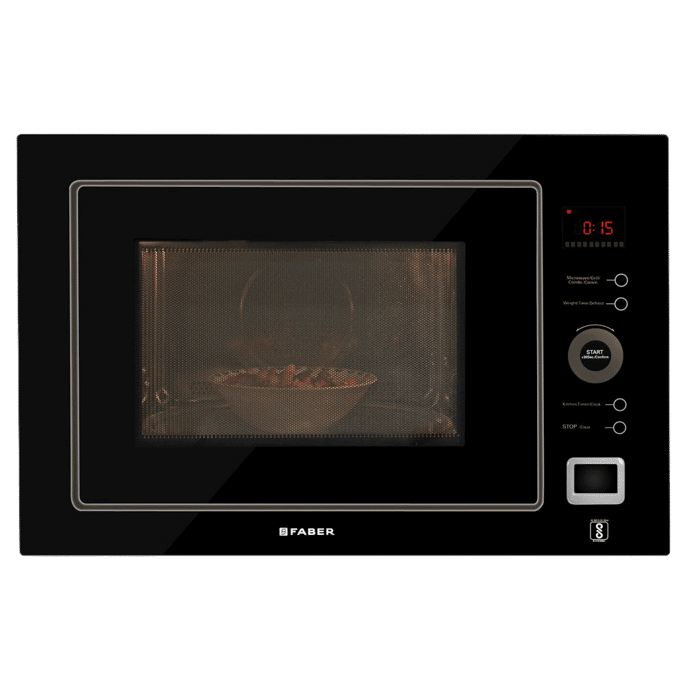 FABER FBIMWO CGS BK 25L 60cm Built-in Microwave with 10 Autocook Menus (FBIMWO 25L CGS BK, Black)