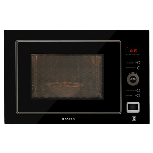 FABER FBIMWO CGS BK 25L 60cm Built-in Microwave with 10 Autocook Menus (FBIMWO 25L CGS BK, Black)