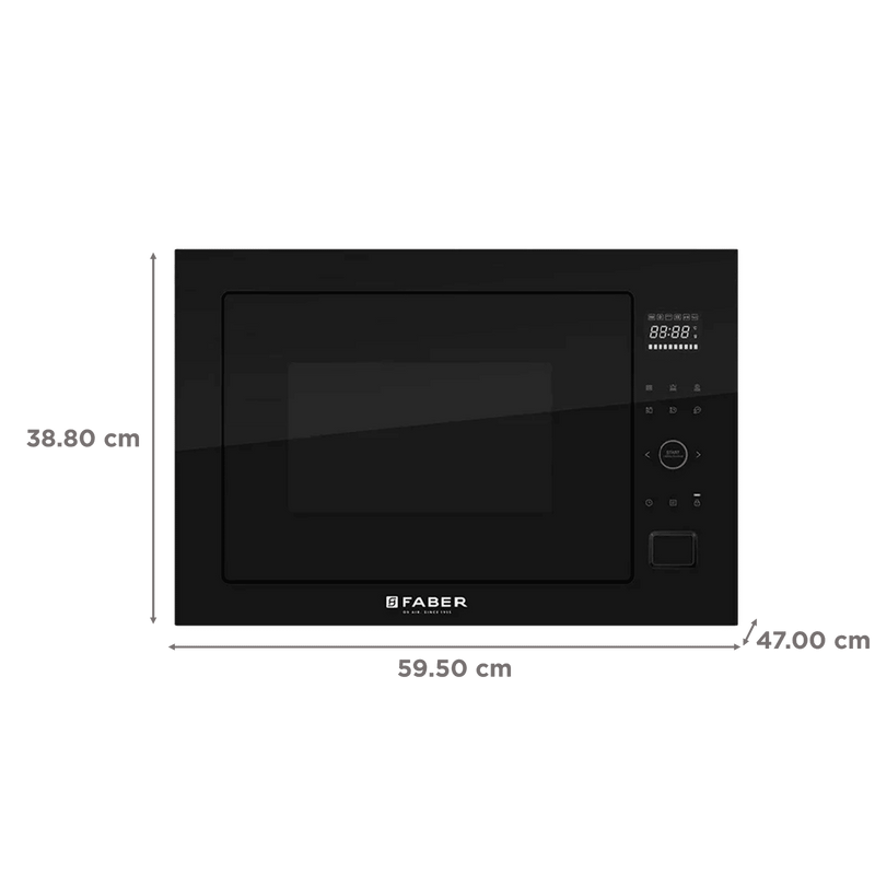 FABER FBIMWO CGS BK 25L 60cm Built-in Microwave with 10 Autocook Menus (FBIMWO 25L CGS BK, Black)