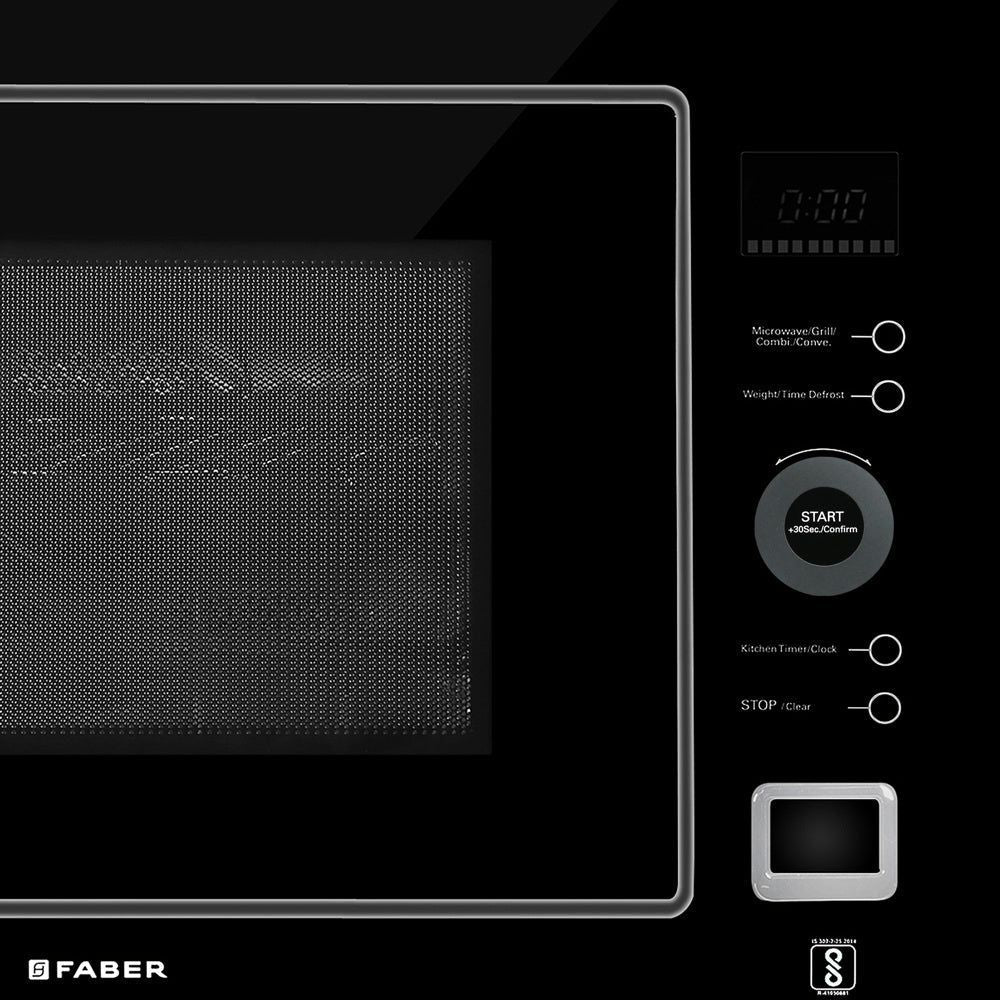 FABER FBIMWO CGS BK 25L 60cm Built-in Microwave with 10 Autocook Menus (FBIMWO 25L CGS BK, Black)