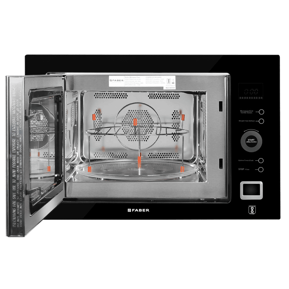 FABER FBIMWO CGS BK 25L 60cm Built-in Microwave with 10 Autocook Menus (FBIMWO 25L CGS BK, Black)
