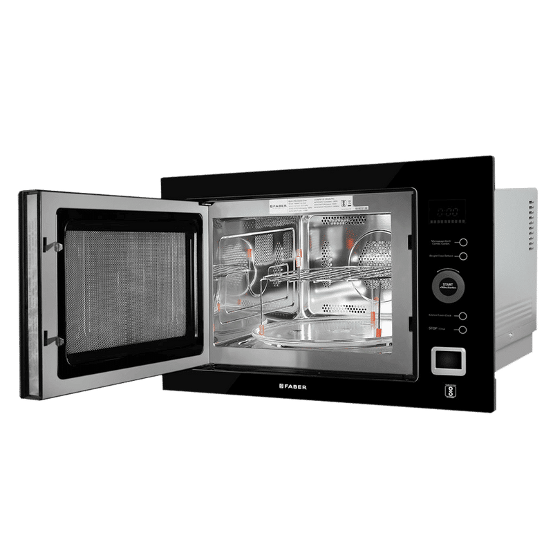 FABER FBIMWO CGS BK 25L 60cm Built-in Microwave with 10 Autocook Menus (FBIMWO 25L CGS BK, Black)