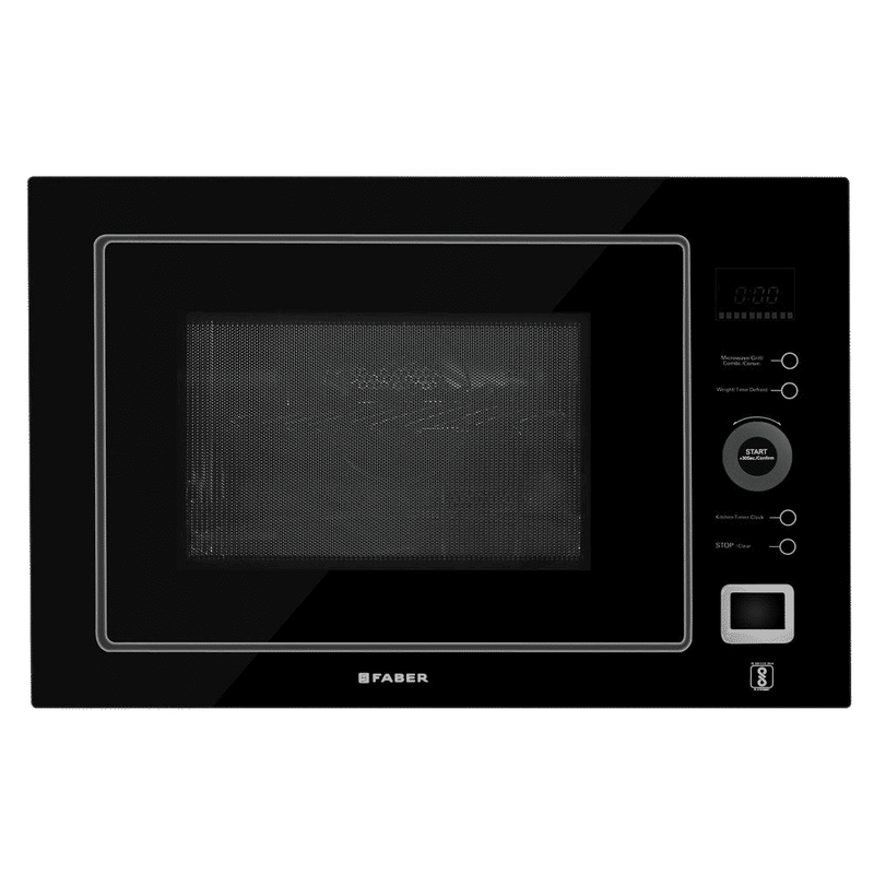 FABER FBIMWO CGS BK 25L 60cm Built-in Microwave with 10 Autocook Menus (FBIMWO 25L CGS BK, Black)