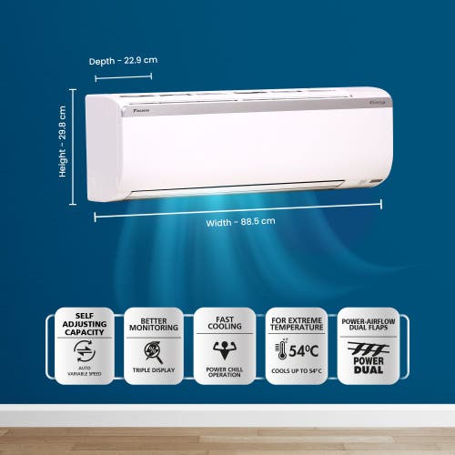 Daikin Premium Series 1.5 Ton 5 Star Inverter Split AC | 100% Copper | PM 2.5 Filter | Dew Clean Technology | Power Chill Operation | 5.2 ISEER (FTKM50U, White)