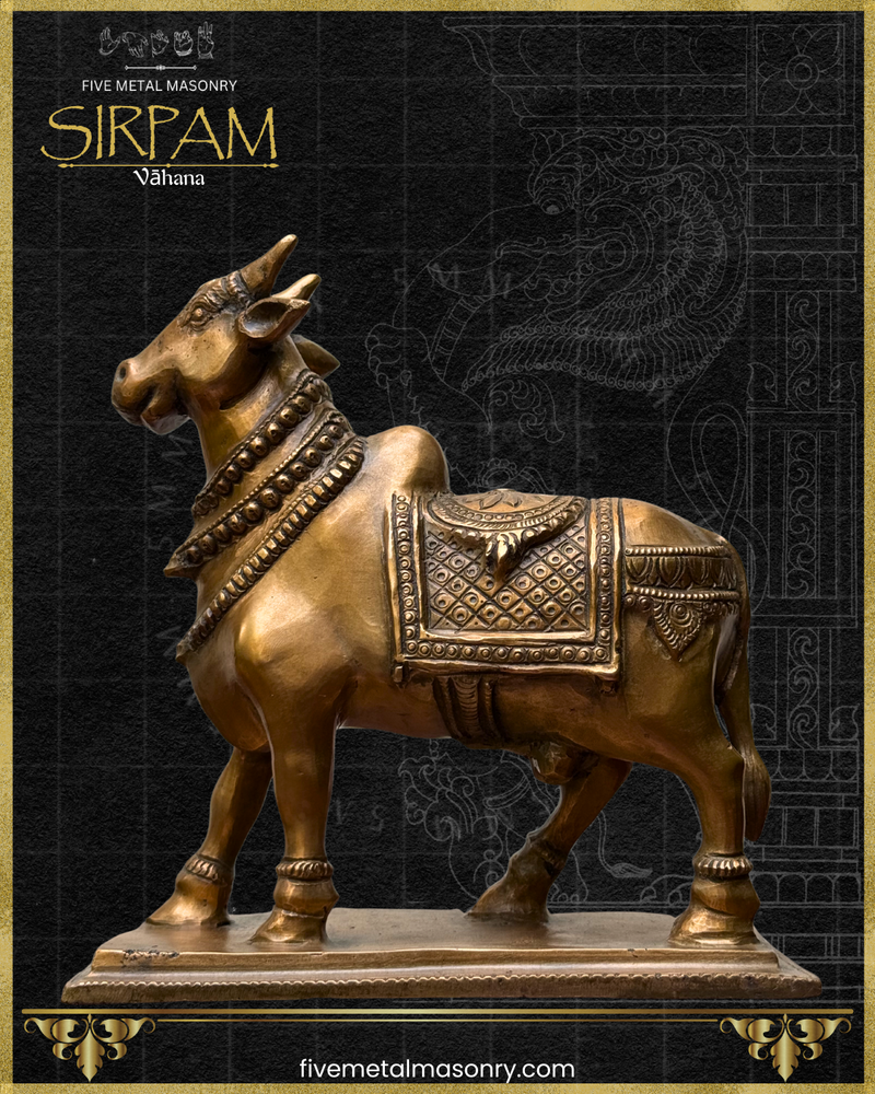 Vrsabha(Nandi) : Bull Panchaloha Bronze Icon - 8" - Sirpam Collection