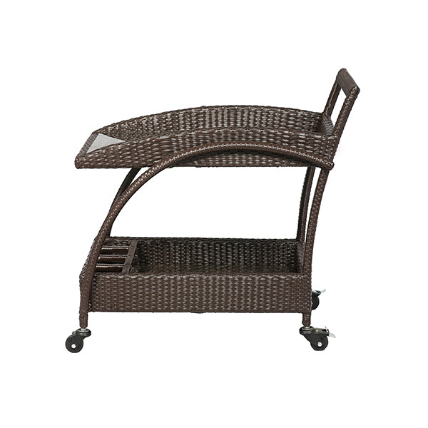Ivon Outdoor Patio Bar Serving Cart (Brown)