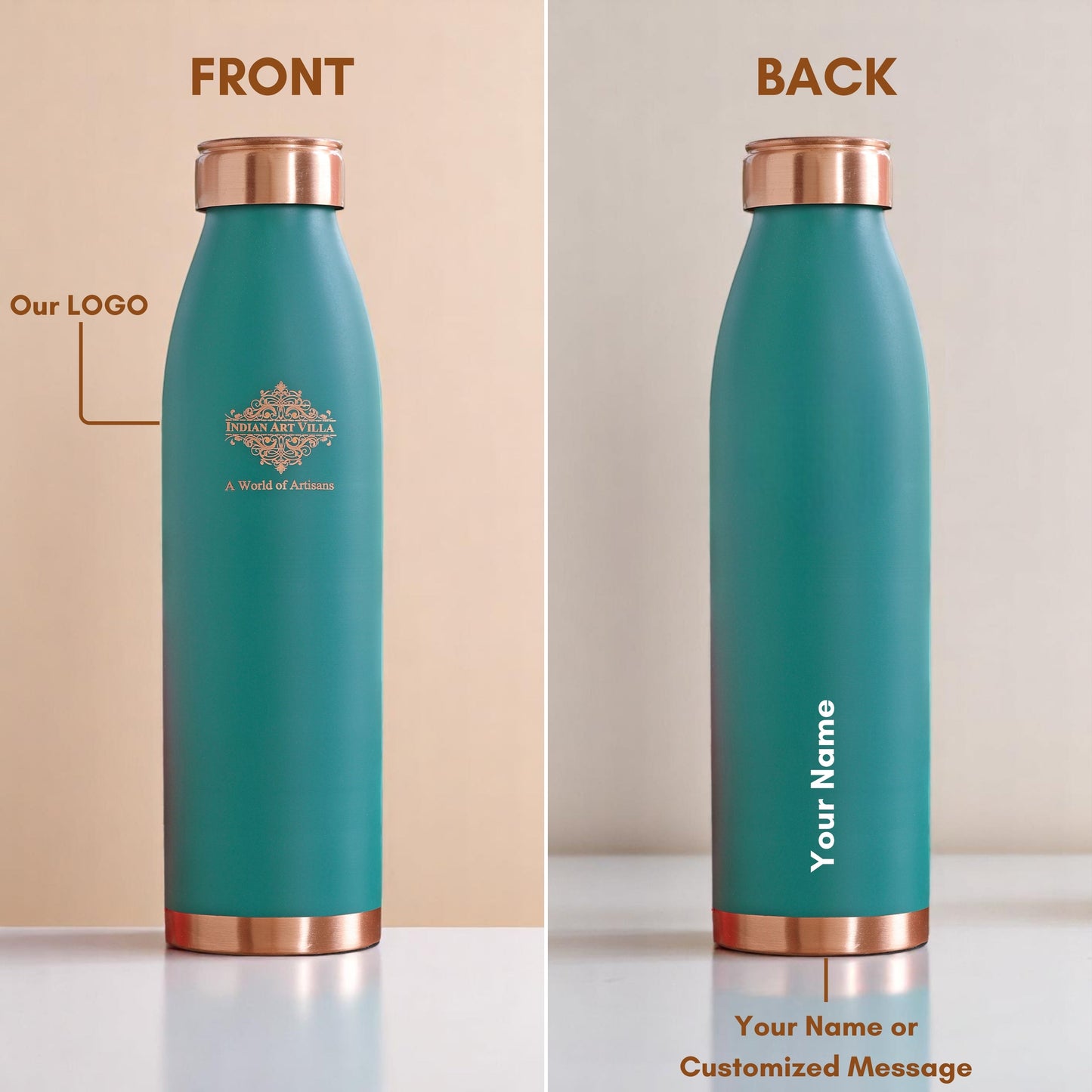 Personalized Copper Silk Finish Water Bottle 900 ML