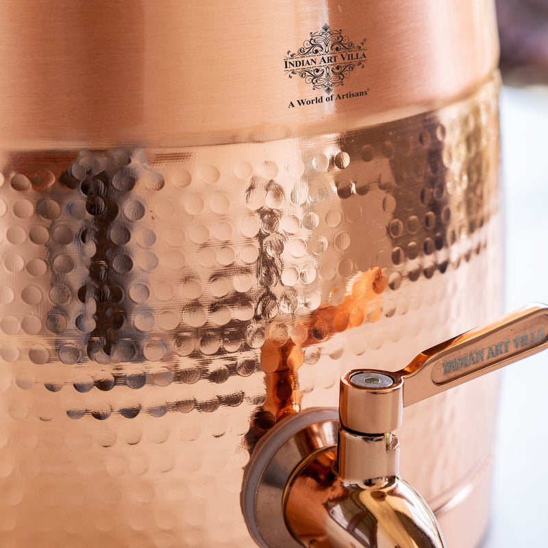 Pure Copper Water Pot With Matt Finish & Half Hammered 7000 ML