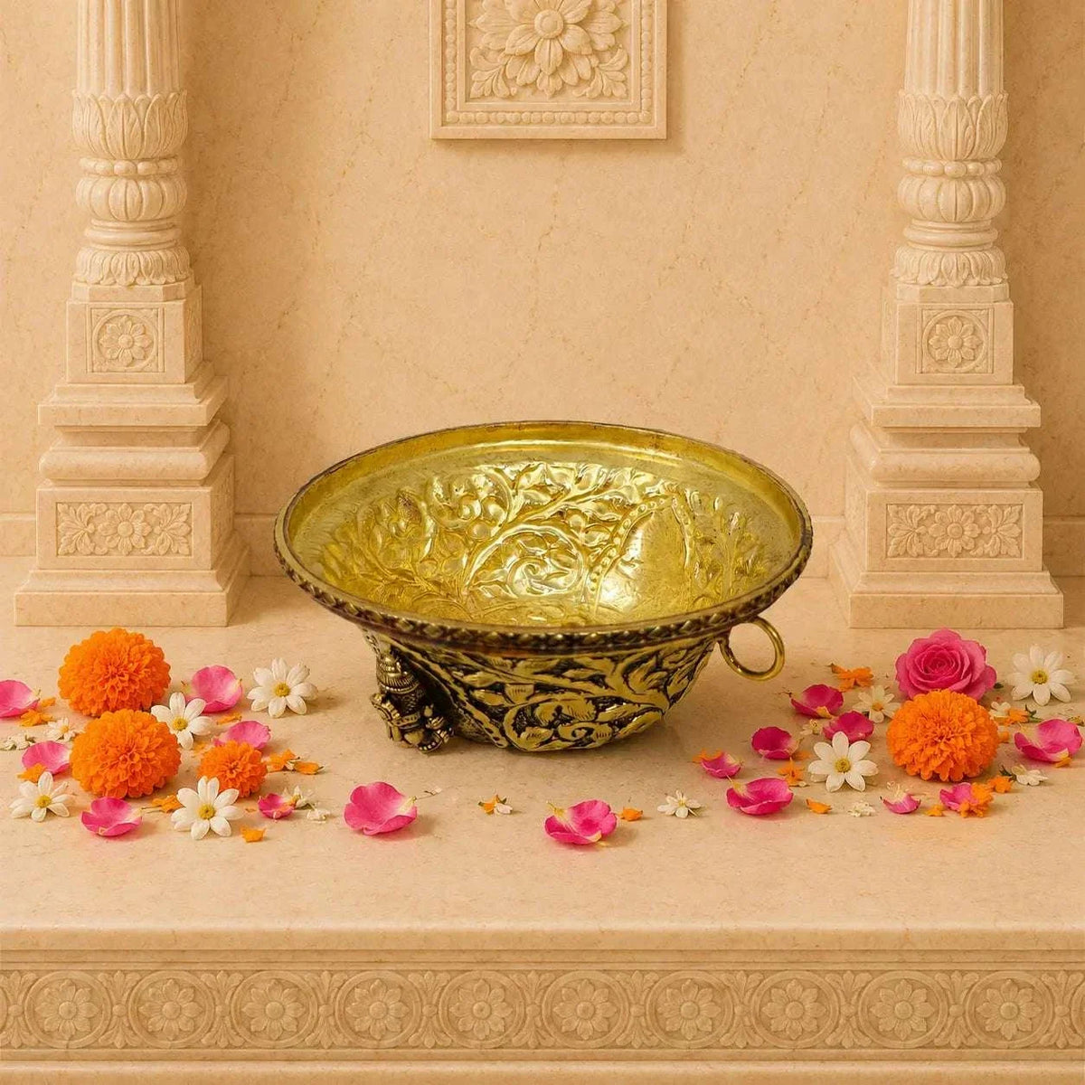 Brass Ashtalakshmi & Balaji Lakshmi Decorative Bowl