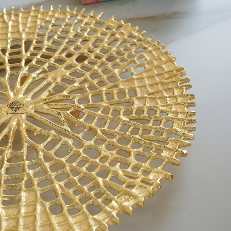 Brass Finish Round Tray 15 Inches