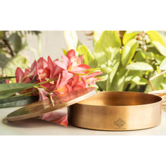 Pure Brass Multi Purpose Box with Antique Embossed Design