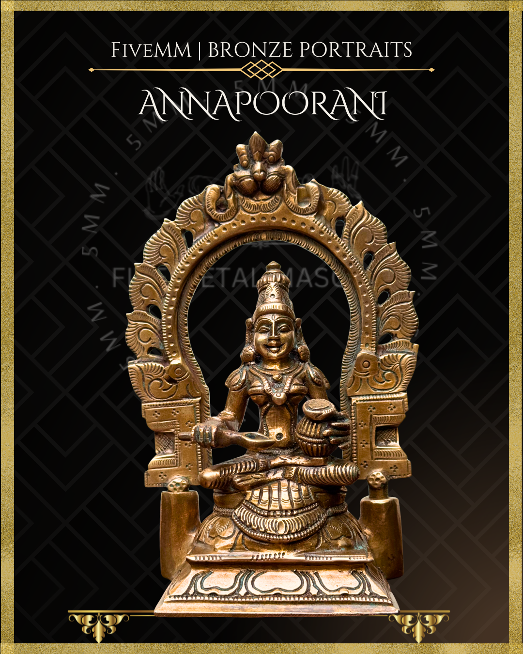 Annapoorani / Annapurna Panchaloha Bronze Icon - 7" with arch