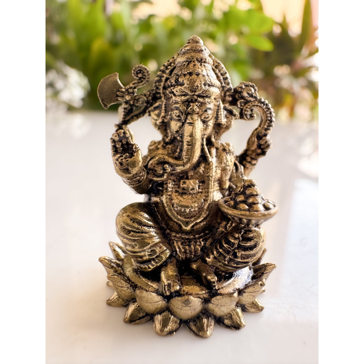 Pure Brass Miniature Ganesh Ji Murti Sitting On Lotus - 3.18 cm