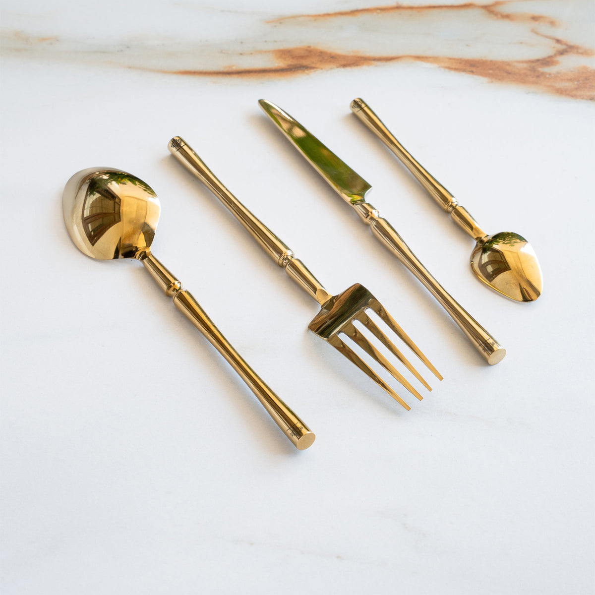 Stainless Steel Gold PVD Coated Rafail Cutlery Set of 4 for Dining & Gifting