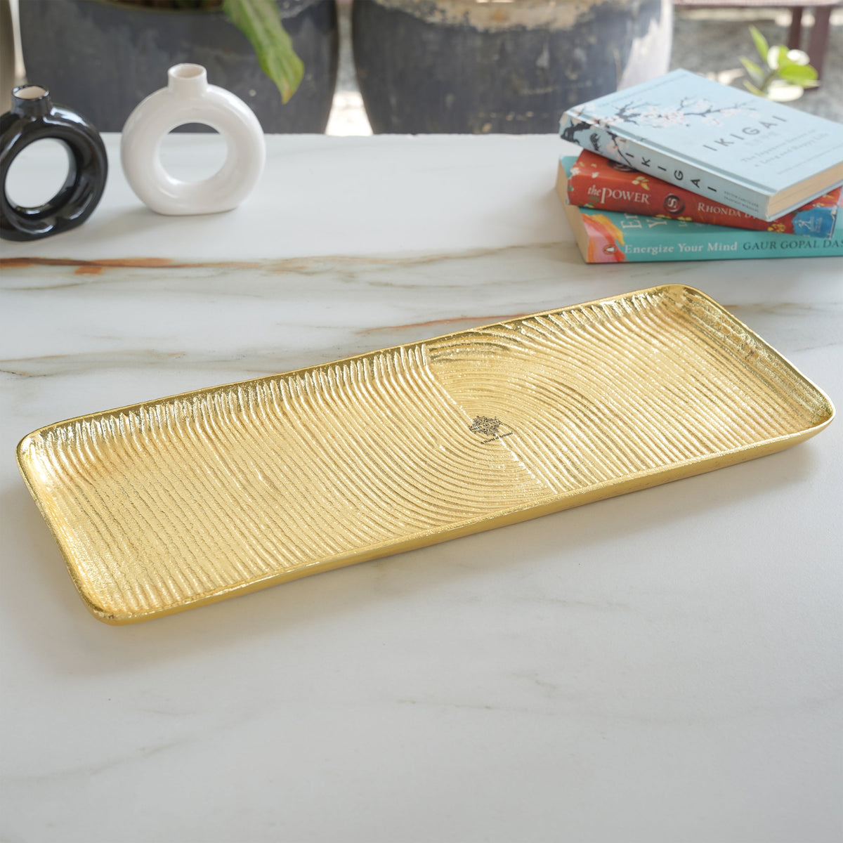 Brass Finish Handmade Tray 17.8 Inches
