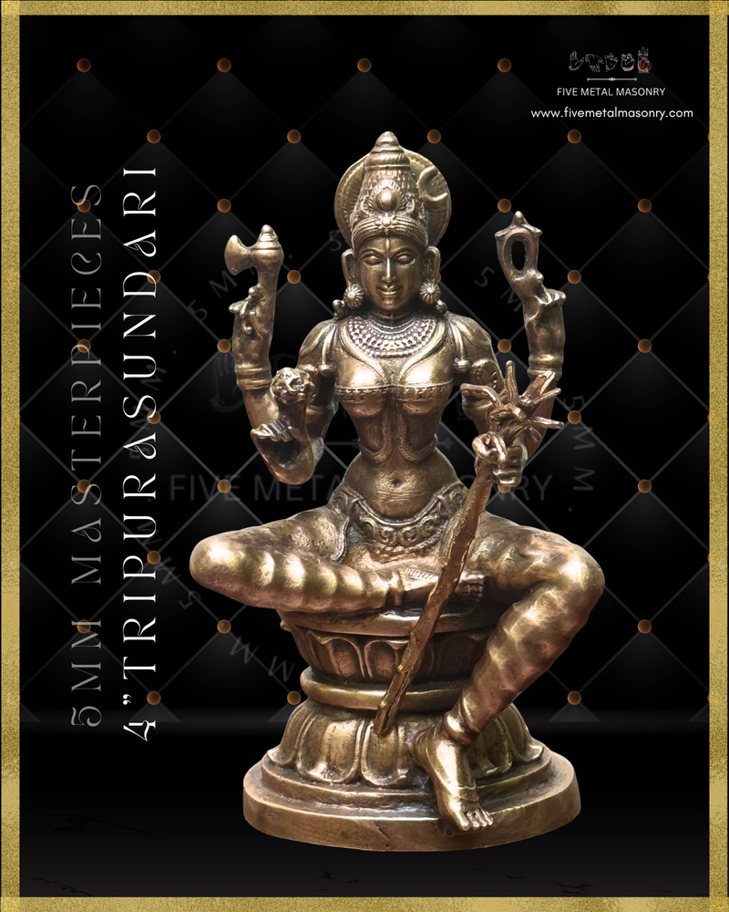 Lalitha-Tripurasundari  Panchaloha Bronze Icon - 4"-  Masterpieces Collection