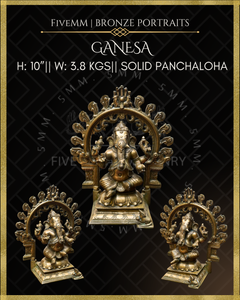Ganesa Panchaloha Bronze Icon - 10" Seated with arch