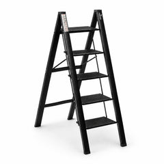 Corvids 5-Steps Premium Folding Step Stool with 2-Year Warranty (Black)-1