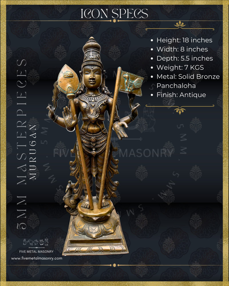 Murugan Panchaloha Bronze Icon - 18" - Masterpieces Collection