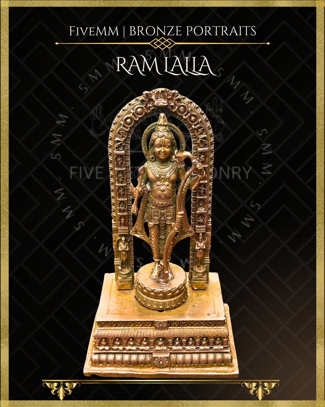 Ayodhya Ramlalla Panchaloha Bronze Icon - 6" with arch