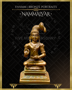 Vaishnava Saints: Ramanujacharya, Nammalvar, Manavalamamuni Panchaloha Bronze Icon Set - 3" - Antique finish