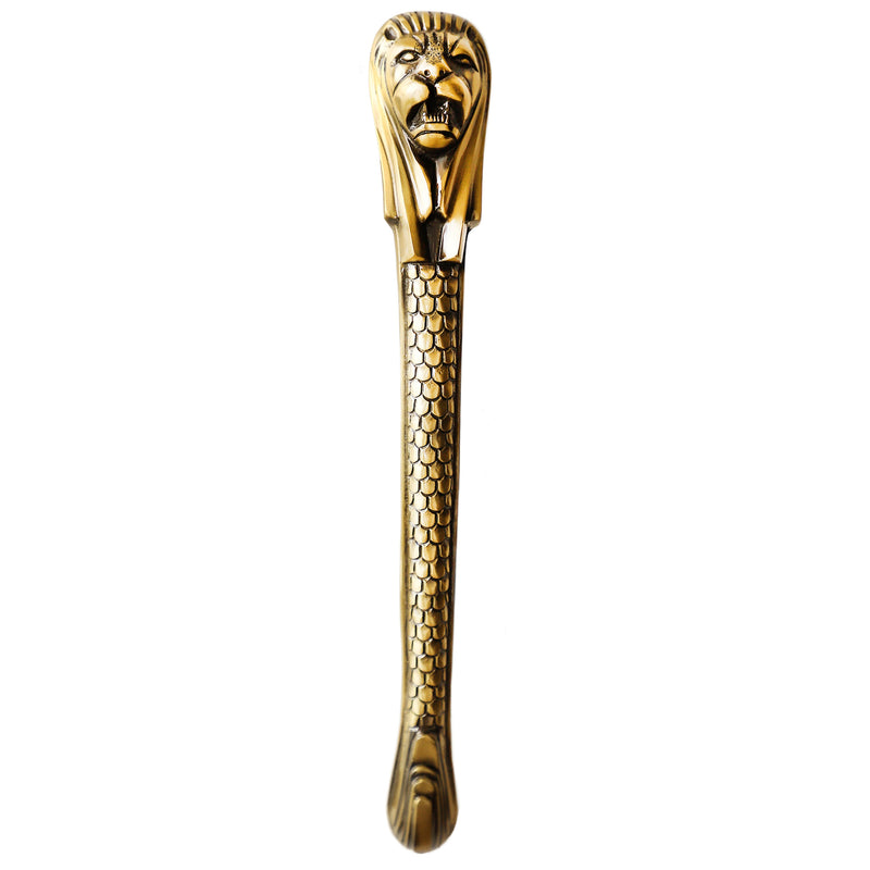 Brass-Finished Aluminum Door Handle with Lion Head Design