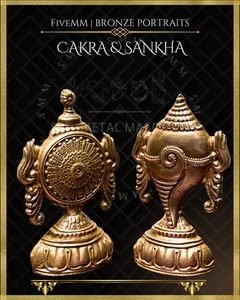 Chakra & Sankha Panchaloha Bronze Icon Set - 6"