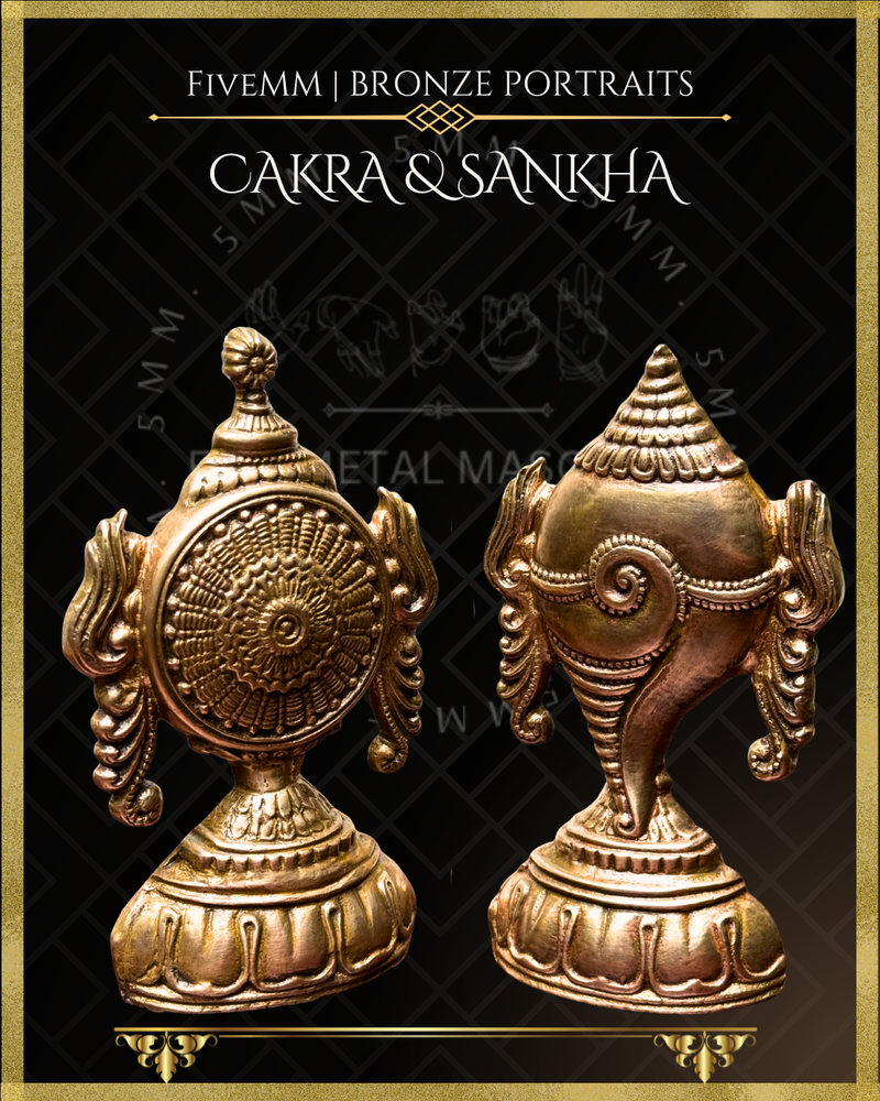 Chakra & Sankha Panchaloha Bronze Icon Set - 6"