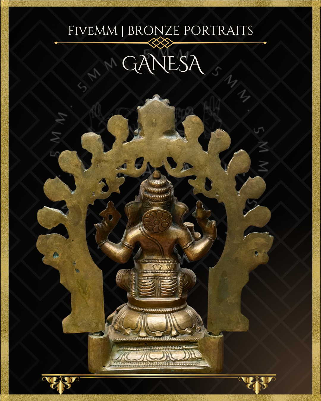 Ganesa Panchaloha Bronze Icon - 10" Seated with arch
