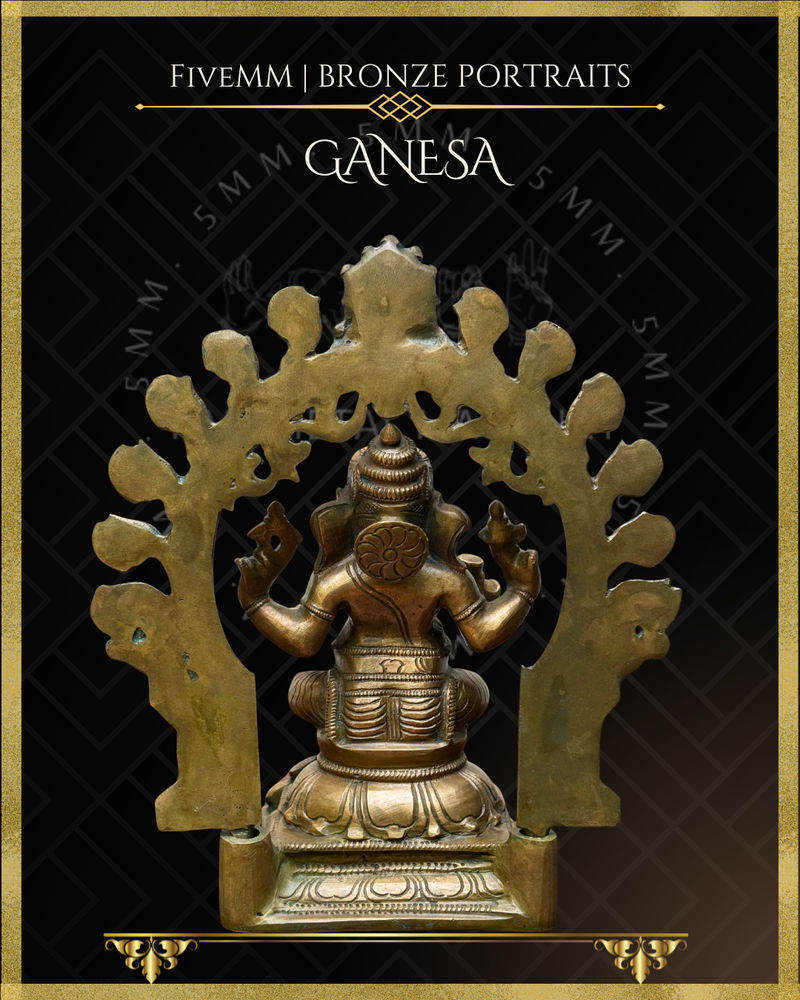 Ganesa Panchaloha Bronze Icon - 10" Seated with arch