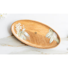 Wooden pluneria Flower Design Tray- Oval Shape